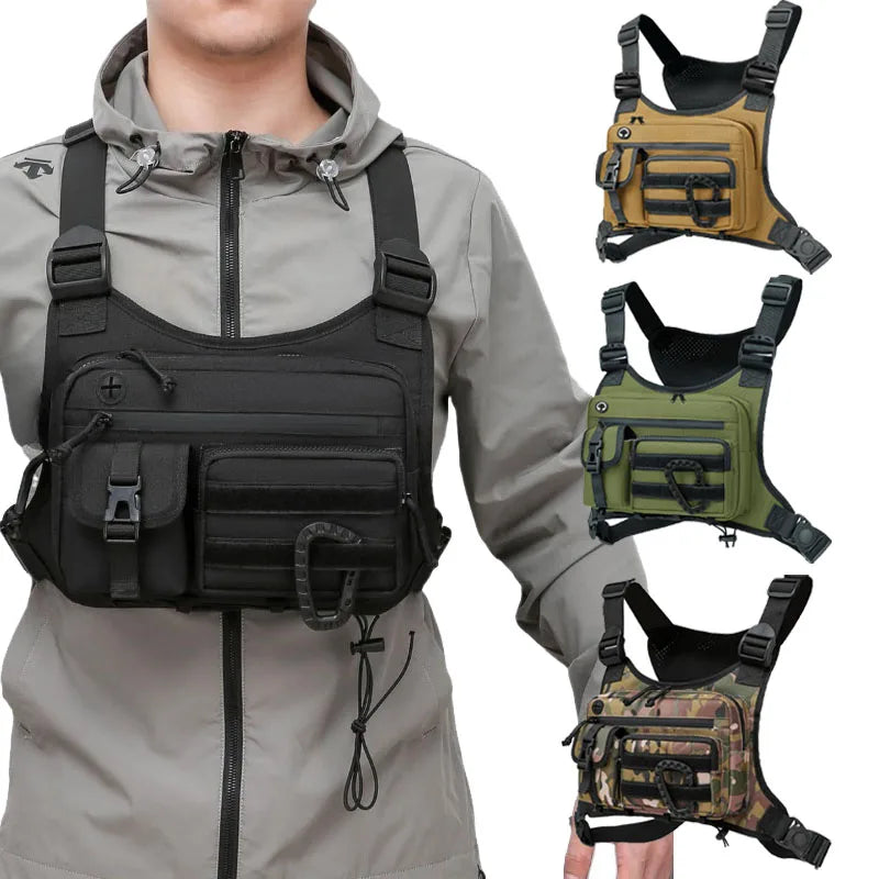 Tactical Chest Bag Men's Vest Edc Waterproof Anti-Theft Chest Pack Rig for Outdoor Cycling Bags Running Front Chest Pack