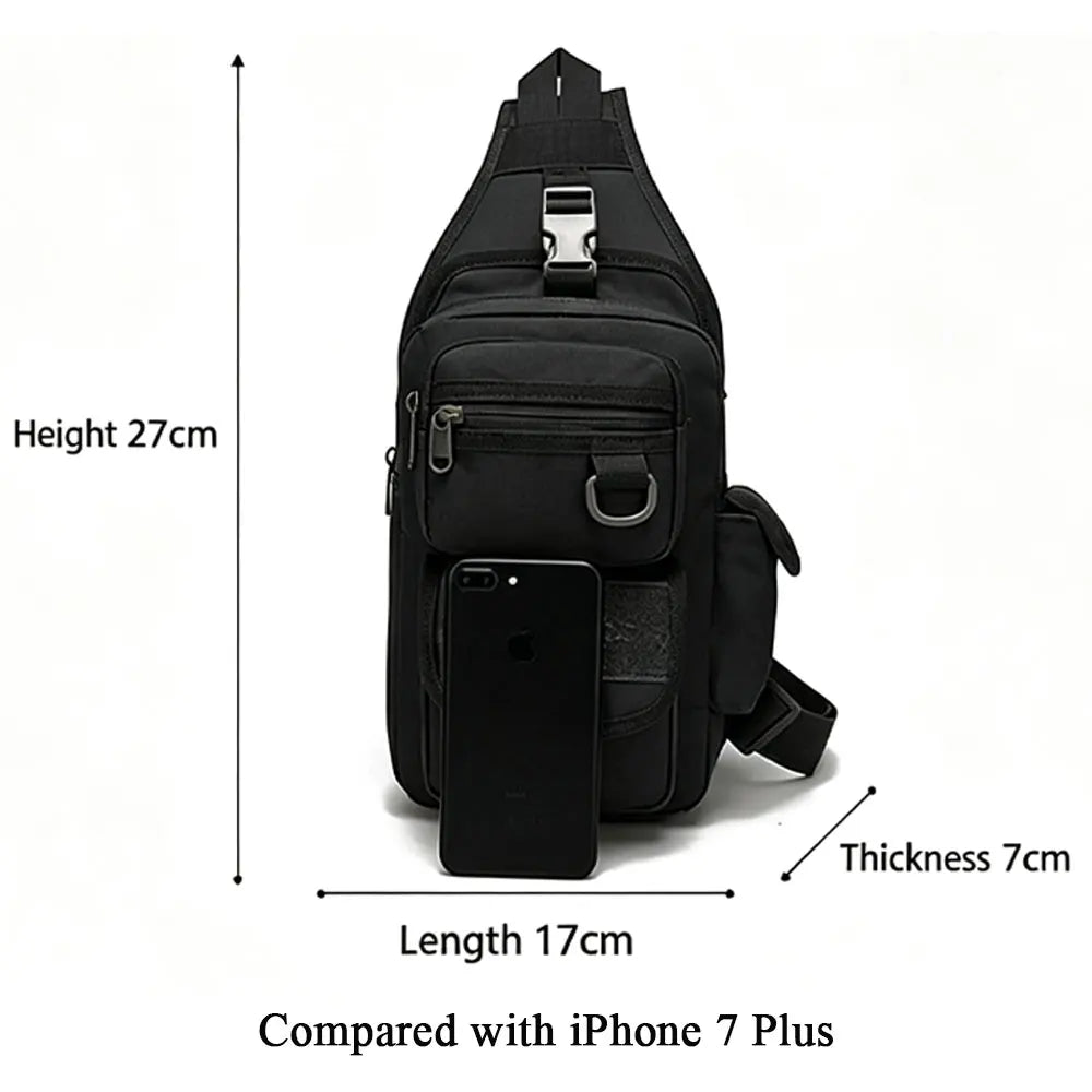 Tactical Crossbody Sling Bag 600D Nylon 5‑Storage Detachable Adjustable Strap Handgun Holder Pouch For Outdoor Shooting Gear