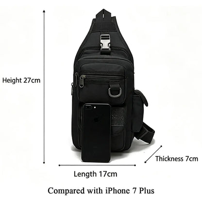 Tactical Crossbody Sling Bag 600D Nylon 5‑Storage Detachable Adjustable Strap Handgun Holder Pouch For Outdoor Shooting Gear