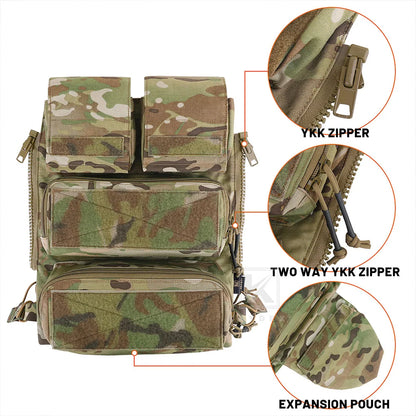 KRYDEX Tactical Modular Pouch Bag Zip On Molle Back Panel Backpack W/ Mag Pouch for Plate Carrier AVS JPC2.0 CPC Vest