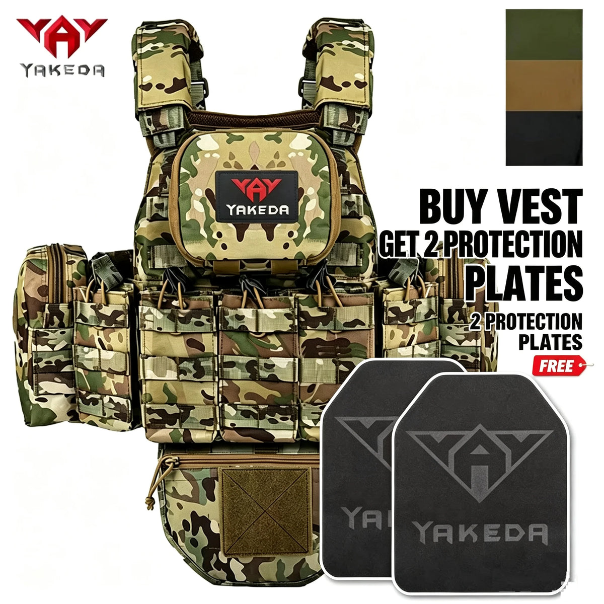YAKEDA Tactical Vest Multifunctional Molle Breathable and Wear-resistant Outdoor Training Clothing