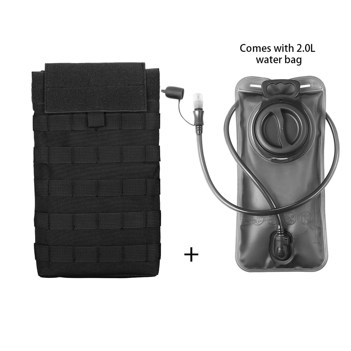 MOLLE Expansion System Accessories Water Bag Pack+2.0L Soft Water Bag Set Large Diameter Rotary Cap Bite Drinking Pipe
