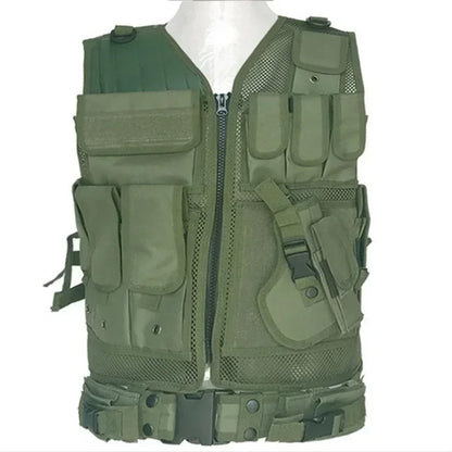 Multicam Green Multi-Pocket Swat Tactical Vest Combat Body Armor Vests Security Hunting Outdoor CS Game Airsoft Training Jacket