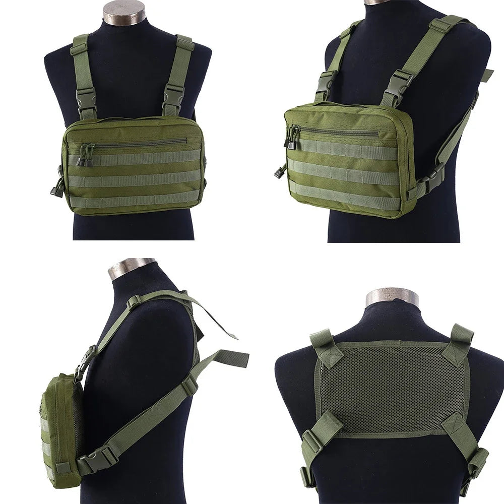 Tactical Vest Recon Kit Bag Casual Function Chest Rig Pack Outdoor Travel Cycling Airsoft Hunting Chest Bags EDC Carry Pouches