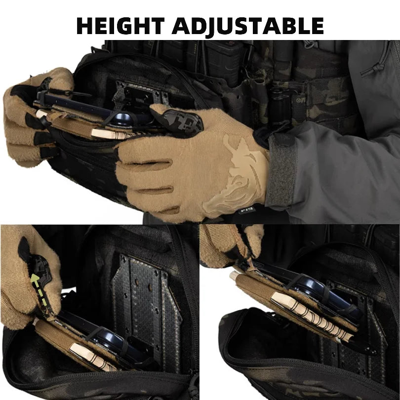 Tactical Concealed Phone Holder with Removable Hook & Loop Panel, Height adjustable Foldable Navigation Board Airsoft