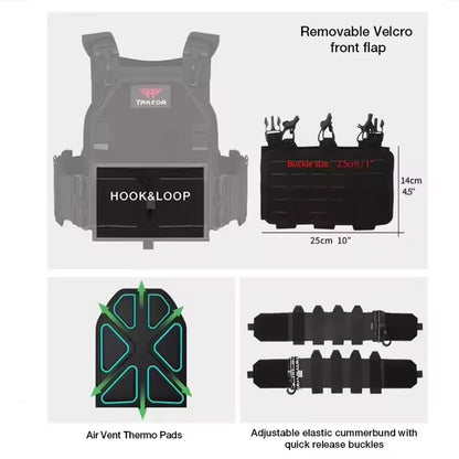 High Density Tactical Vest Molle Combat Plate Carrier with Quick Release Buckle for Men Outdoor Hunting Gear