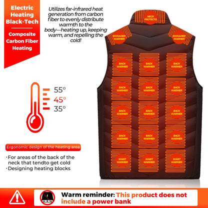 21 Heated Vest Zones Electric Heated Jackets Oversized USB Electric Jacket Men Women Winter Warm Coat For Hiking Outdoor Camping
