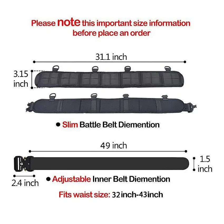 Belt Set MOLLE Belt Slim Tactical Belt APF Tool Kit Adjustable Clothing Set