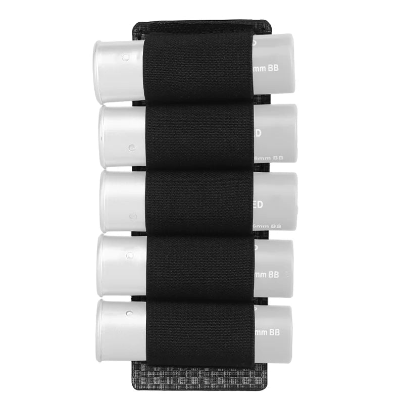 5 Round 12GA Shotgun Shell Pouch Ammo Pouch MOLLE Panel Hunting Gun Carrier Holder Bullet Cartridge Accessories