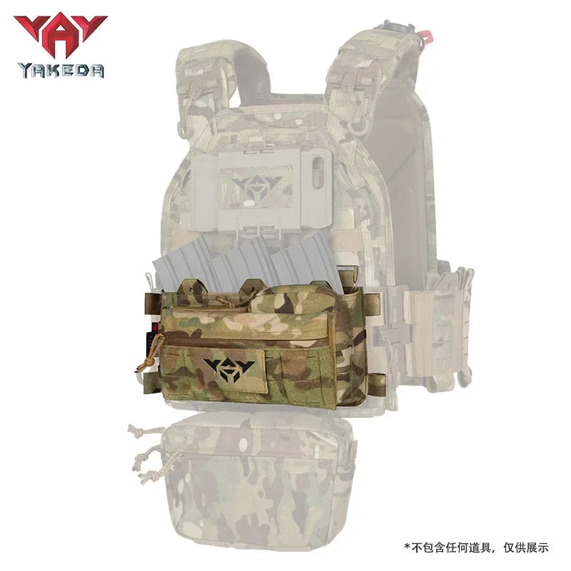 YAKEDA Lightweight Chest Rig Molle Tactical Vest Belly Bib Pocket 500D Quick Release Outdoor CS Training Combat Military Gear