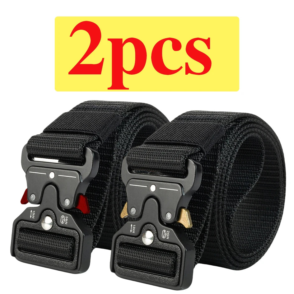 Two-Pack Quick-Release Symmetrical Buckle Tactical Belt; Outdoor Sports Exercise Training Hunting Nylon Canvas Belt