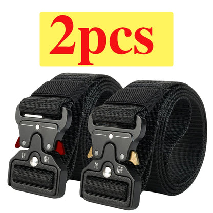 Two-Pack Quick-Release Symmetrical Buckle Tactical Belt; Outdoor Sports Exercise Training Hunting Nylon Canvas Belt