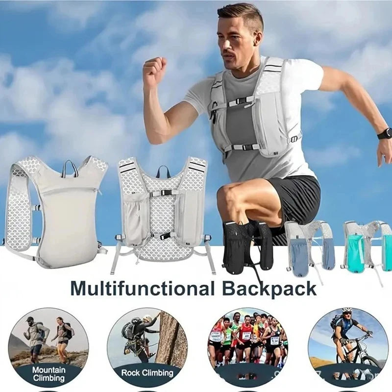 Reflective Hydration Running Vest Lightweight Chest Pack with Phone Holder for Water Bottle