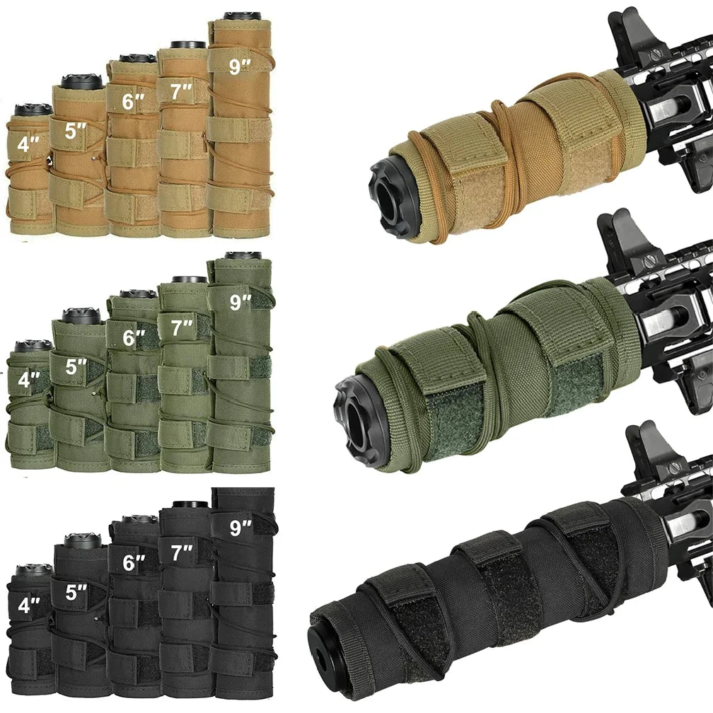 6 Inch Tactical Suppressor Protective Case 4/5/7/9 Inch Heat  Suppressor Burn Proof Microfiber for Hunting Shooting Accessories