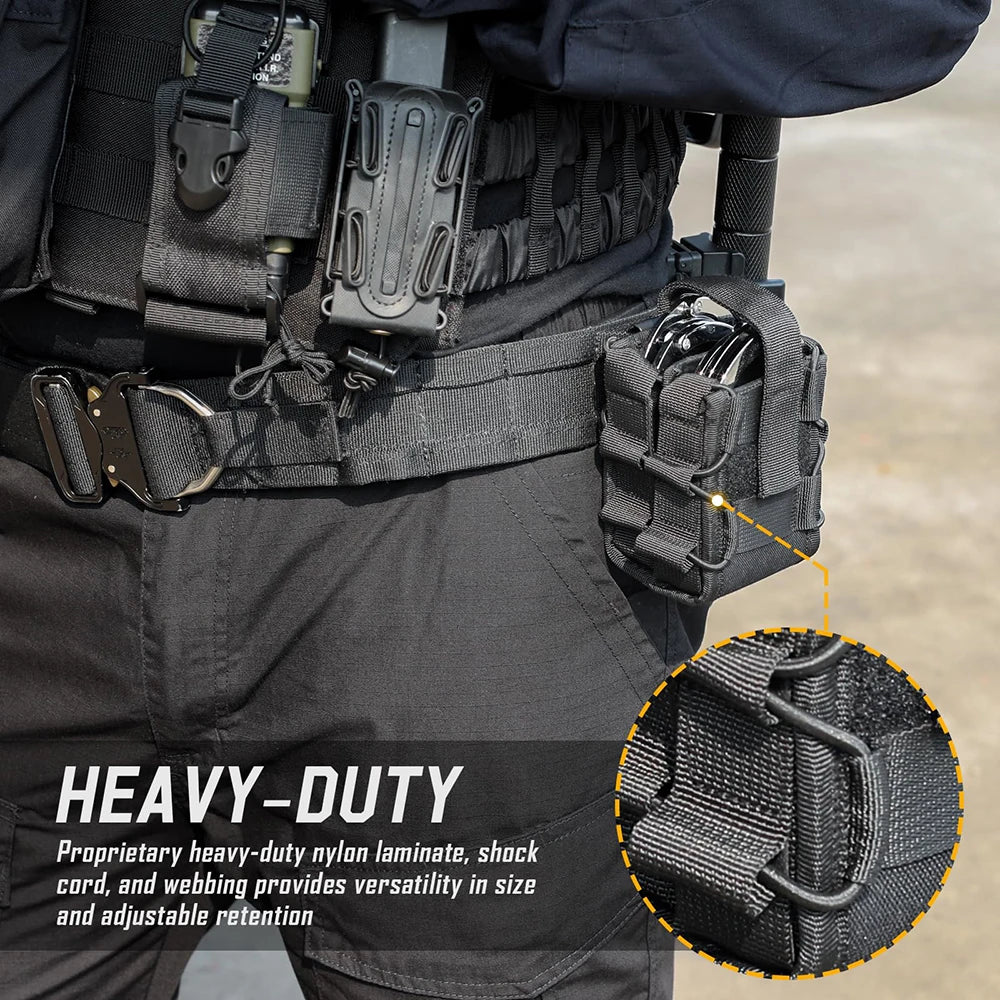 Tactical Molle Double Handcuff Holster Folding Rigid Handcuff Law Enforcement Cuff Holder Outdoor Handcuff Pouch for Duty Belt