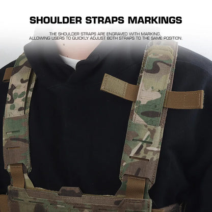 Tactical Modular Chest Rig Camo Style Scalable Design HX Harness Molle Front Panel for Outdoor Hunting Airsoft Training Gear