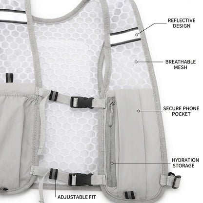 Reflective Hydration Running Vest Lightweight Chest Pack with Phone Holder for Water Bottle