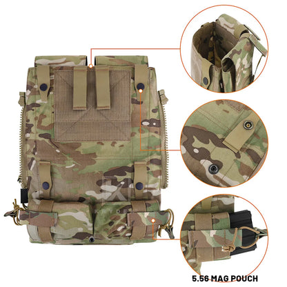KRYDEX Tactical Modular Pouch Bag Zip On Molle Back Panel Backpack W/ Mag Pouch for Plate Carrier AVS JPC2.0 CPC Vest