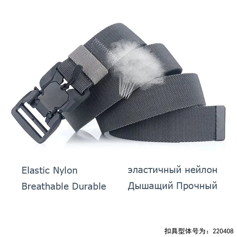 New Tactical Belt Magnetic Buckle Quick Release Elastic Belt Casual Nylon Tooling Training Belt Men's Trousers Belt