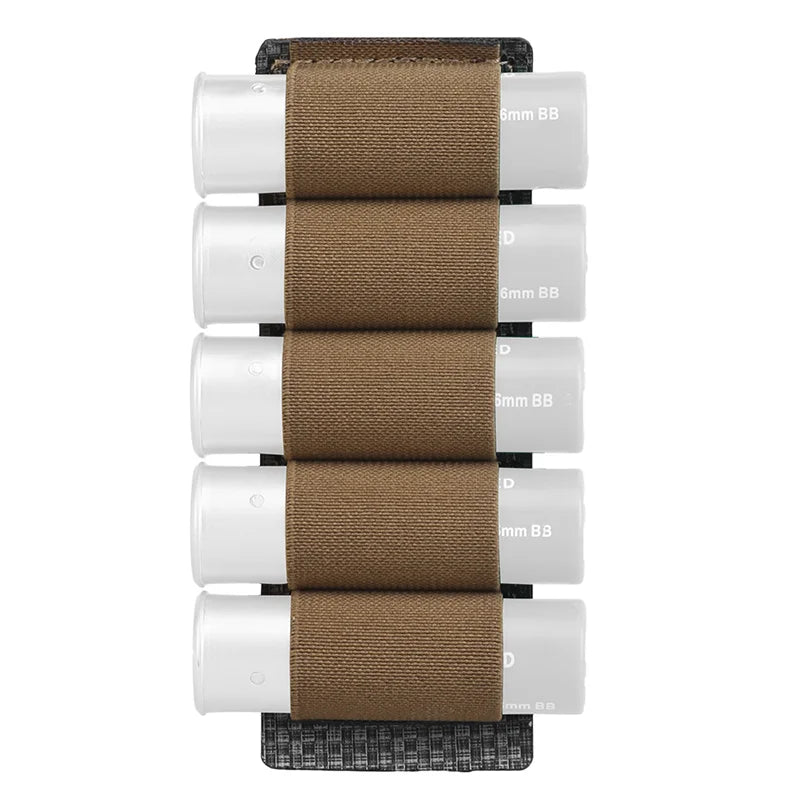 5-Round 12 Gauge Shotgun Shell Pouch MOLLE Hanging Panel Elastic Cartridge Holder for Military/Hunting/Airsoft Ammo Carrier