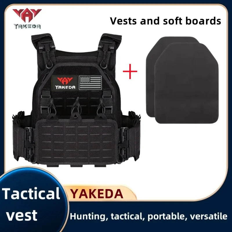 Authentic product YAKEDA Tactical Vest 6094 Fast detachable light laser cut outdoor hunting black gear carry vest of