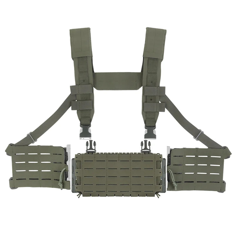 ARC Chest Rig V3 Triple 5.56 Mag Pouch Bilateral Quick Slide MOLLE Panel Airsoft Chest Rig Shoulder Strap Hunting Vest