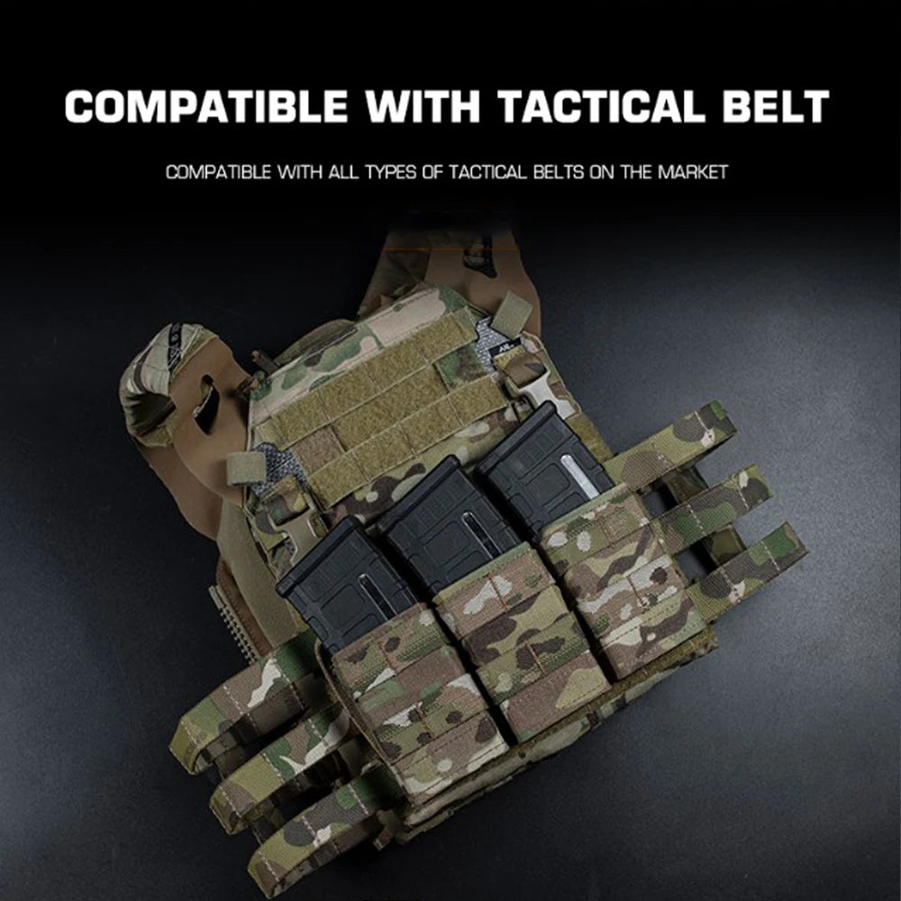 Tactical Medium FAST 5.56 Triple Mag Pouch Molle System with Kydex Clamps for Plate Carrier Airsoft M4 AR15 MAG Pouches
