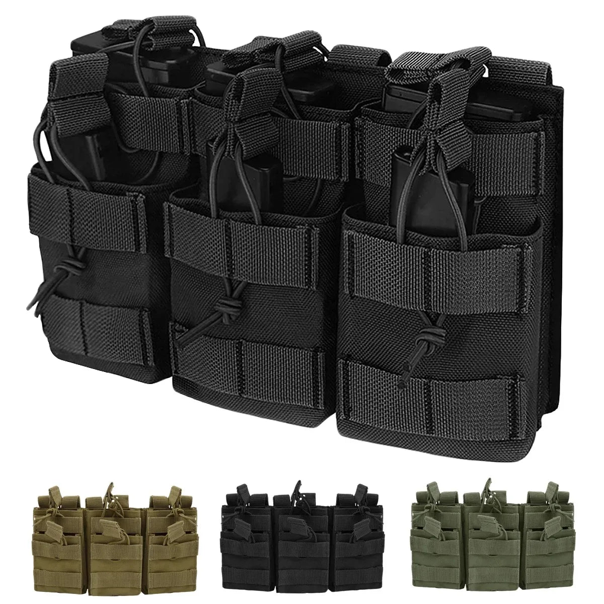 Universal Triple Magazine Pouch - Double-Layer Molle Compatible Ammo Holder for M4/M16, M14, AK, AR Platforms