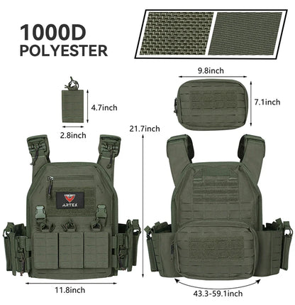 Ranger Green Plate Carrier Tactico Vest With Quick Release Security Molle Chaleco Tactico Bandolier Laser Cut Vest