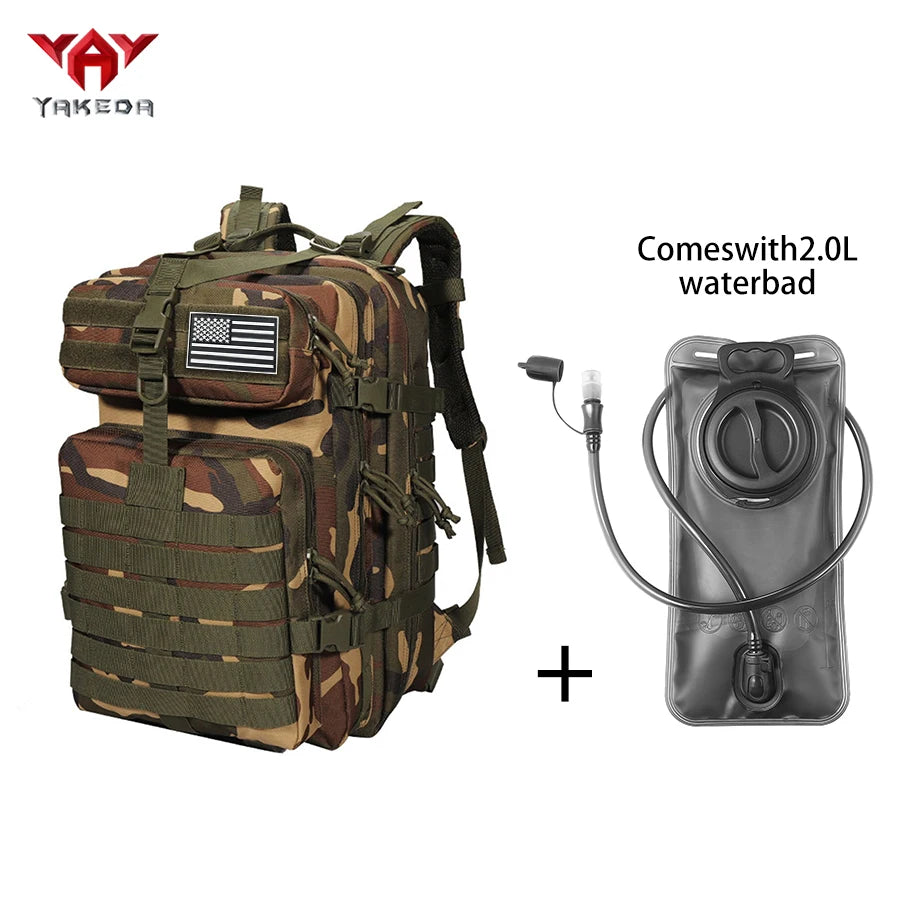 YAKEDA 45L large capacity backpack with 2L water bag MOLLE expansion system outdoor hiking backpack