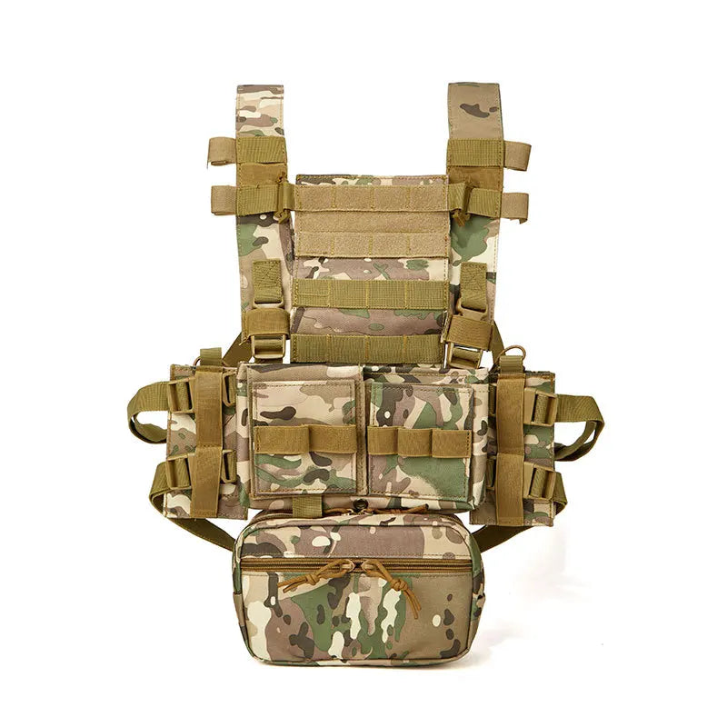 Men's Multicam Hunting MK3 Tactical Chest Rig Harness Modular Lightweight Military Airsoft Vest w/ 5.56 Mag Pouch Pantiball Gear