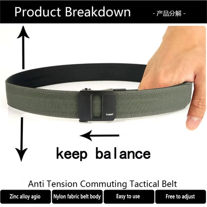 TUSHI Brand 4.3CM Wide Double-layer Reinforced Automatic Buckle Training Quick Hanging Pistol Belt Mens Nylon Outdoor Leisure
