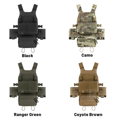 KRYDEX Tactical Vest Low Vis Slick Armor Plate Carrier w/ 5.56 7.62 Mag Pouch Drop Pouch MK3 Micro Fight Chassis Hunting Vest