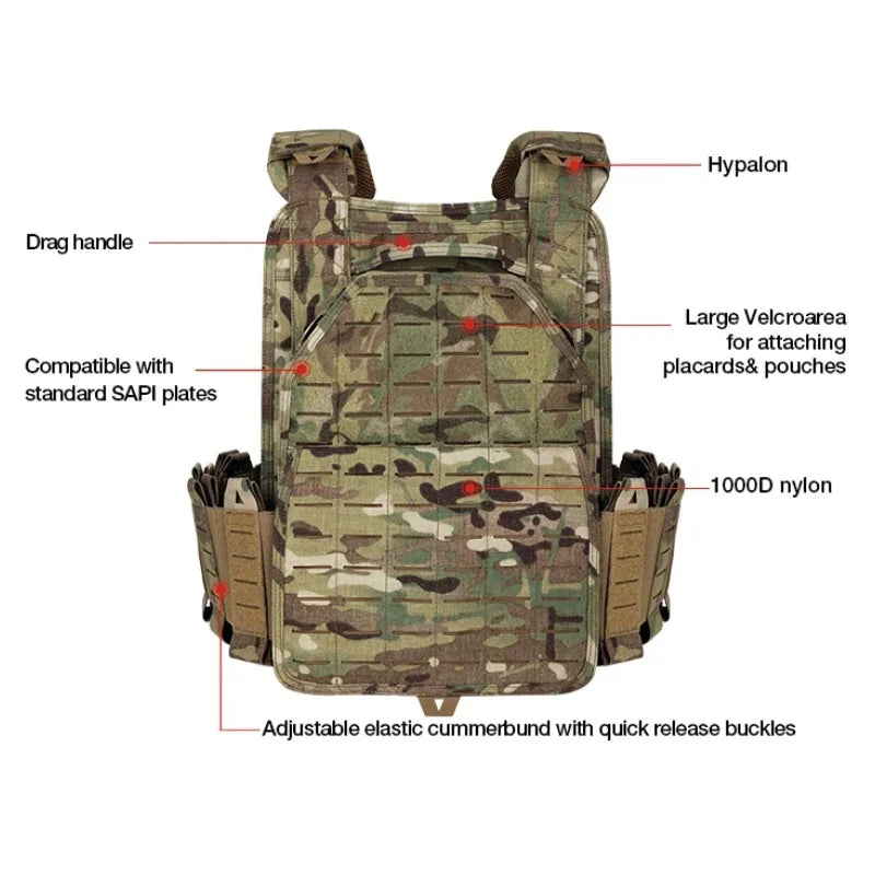 YAKEDA Tactical Vest 6094 Fast detachable light laser cut outdoor hunting black gear carry vest of high quality 1000D nylon