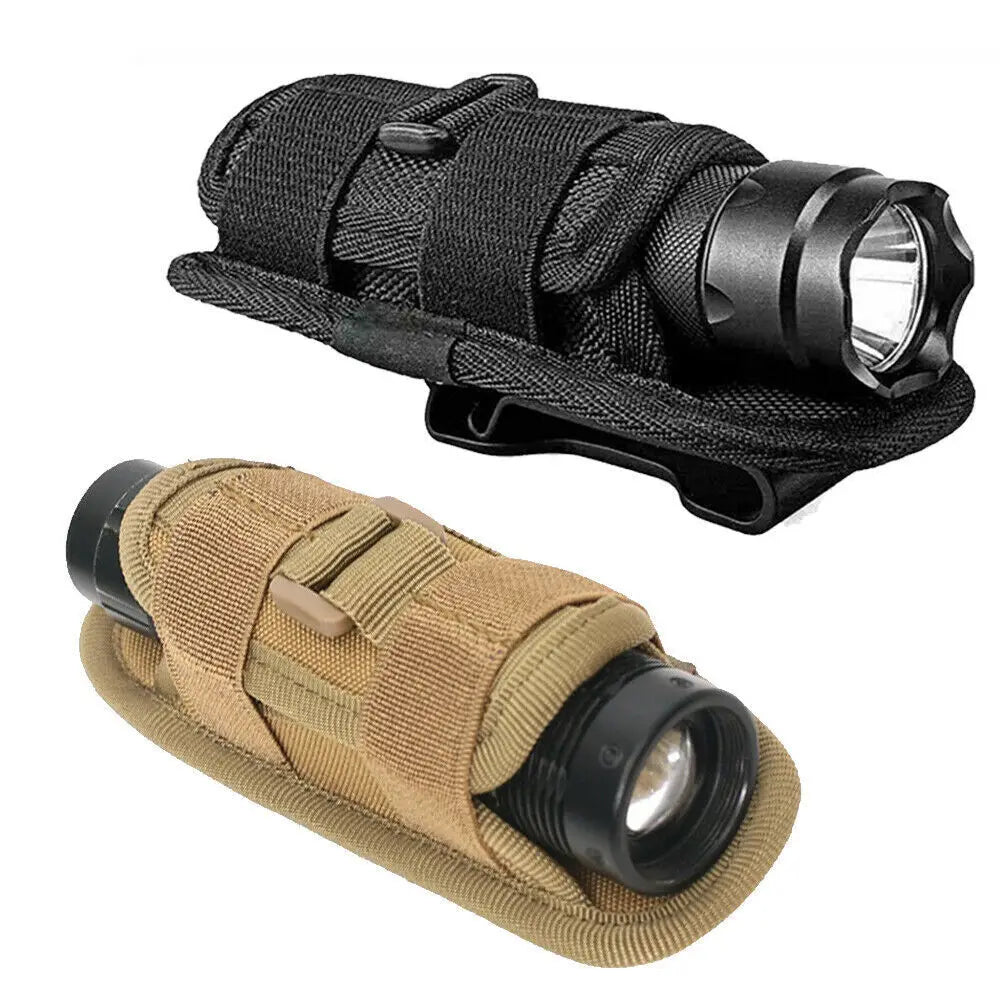 Nylon Tactical Flashlight Holder Molle Belt Holster Torch Case Pouch for Hunting Fishing Outdoor Sports