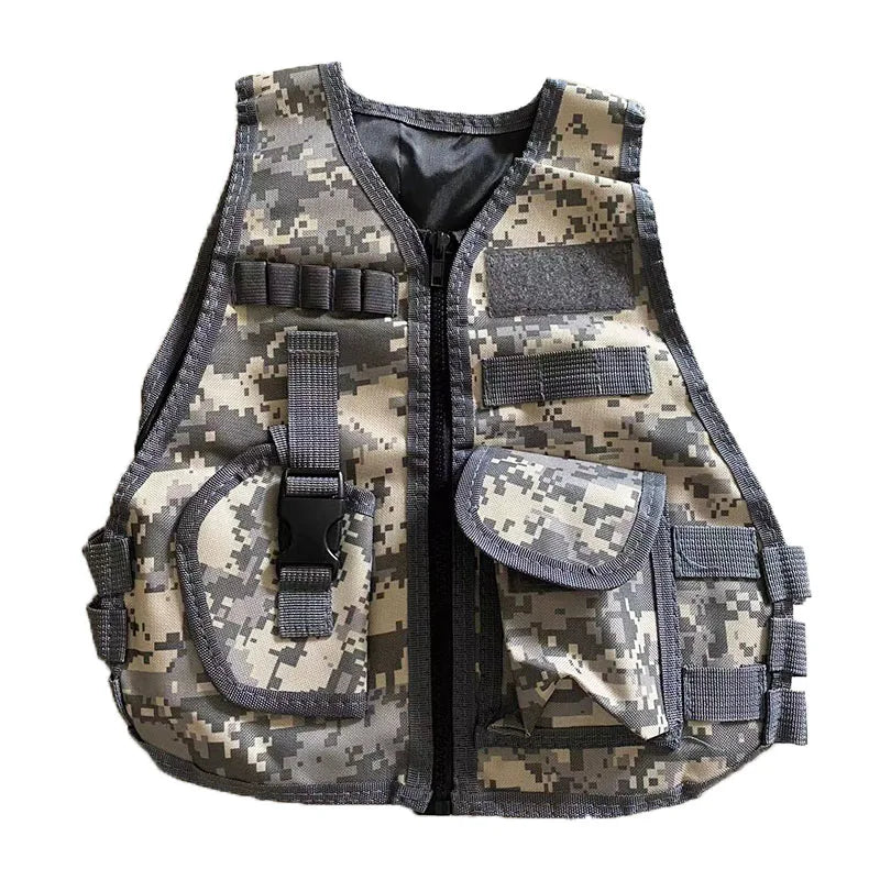 Kids Camouflage Vest Resistant Breathable Combat Vest With Multi Pocket Paintball Tactical Waistcoat CS Gear Sniper Uniform