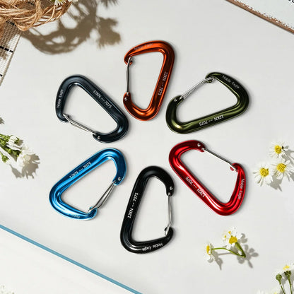 6Pcs 12KN 7075 Aluminum Carabiner Set D Ring Heavy Duty Tactical Carabiners Clips Camping Hiking Climbing Hook Hammock Keychain