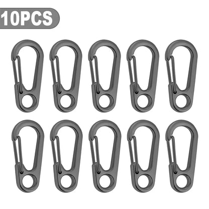 10pcs Mini Carabiner Set Outdoor Rope Clip Camping Paracord Accessories Knapsack Hanging Buckle  Daily DIY Keychain