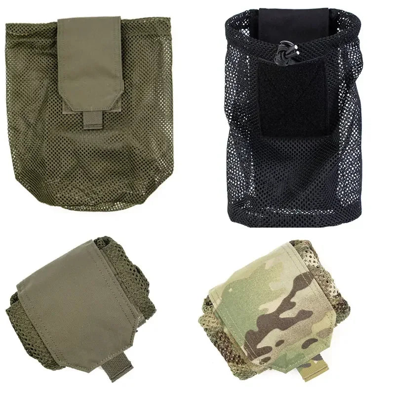 Tactical Dump Drop Pouch EDC Molle Mesh Bag Airsoft Foldable Magazine Ammo Mag Pouches Storage Recycling Gear