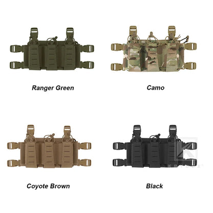 KRYDEX Tactical Triple Magazine Pouch GP Pouch Aifsoft Hunting Chest Rig Accessories Front Elastic Placard For 5.56 Mag Holders
