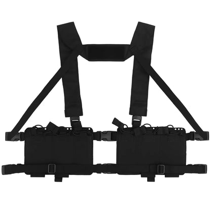 Alpha Tactical Chest Rig MOLLE Split Double Panel Chassis Hunting Combat Airsoft Vest Internal Elastic Magazine Storage Bag Gear