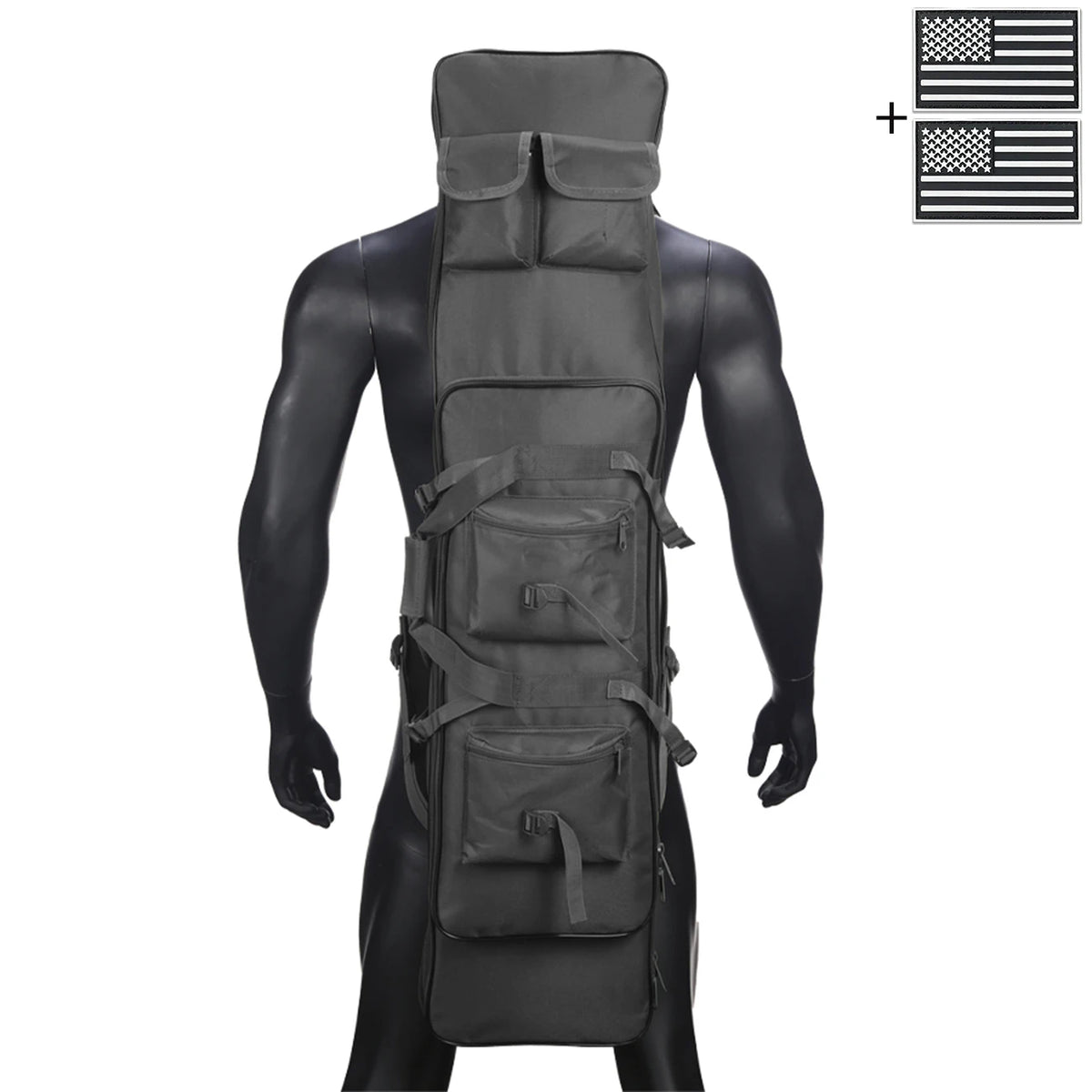 Outdoor hunting long equipment backpack multifunctional storage bag, adjustable shoulder straps, multiple storage pockets