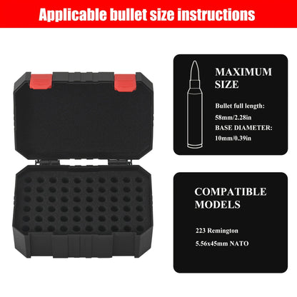 Ammo Storage Case for 5.56,.223 Bullets - Ammo Storage Box Holds 60 Rounds.