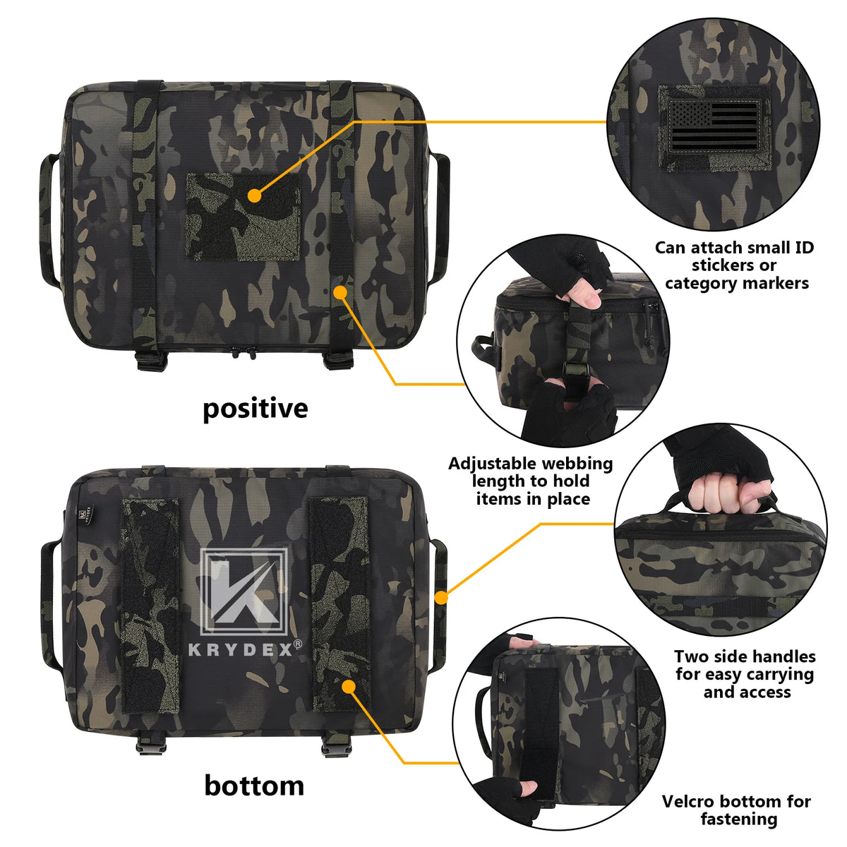 KRYDEX Tactical Travel Packing Organizer Pouch 70D Nylon Packing Cubes Waterproof Luggage Bags YKK Zipper 4pcs set