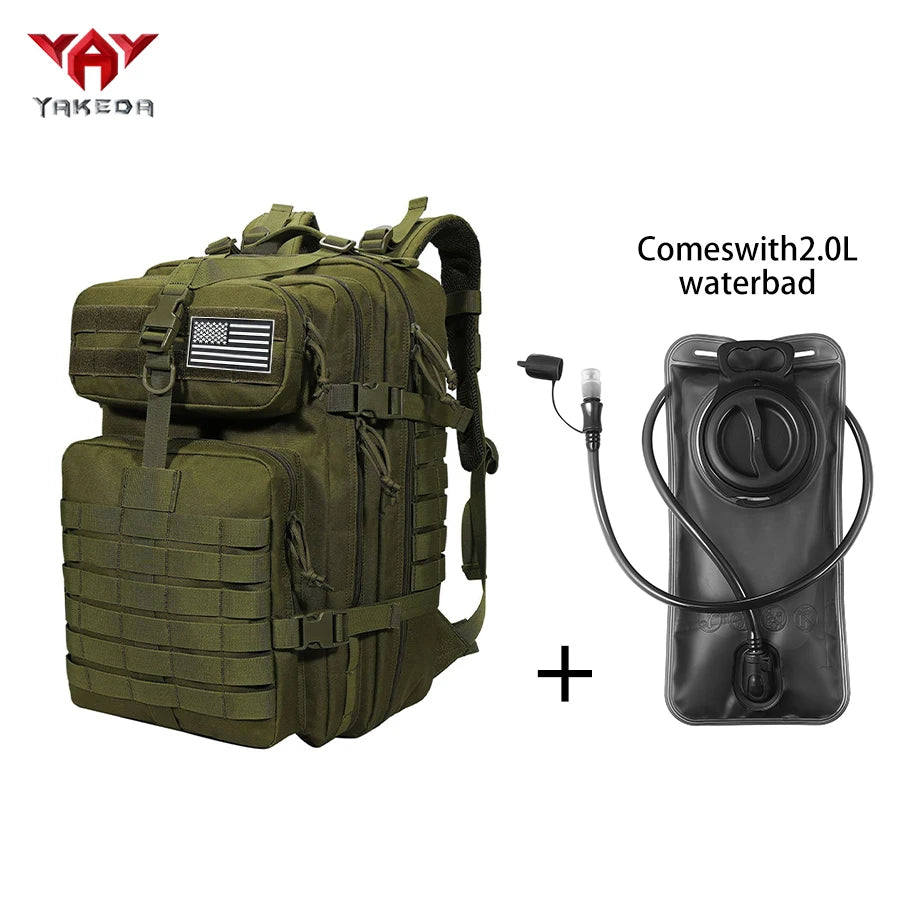 YAKEDA 45L large capacity backpack with 2L water bag MOLLE expansion system outdoor hiking backpack