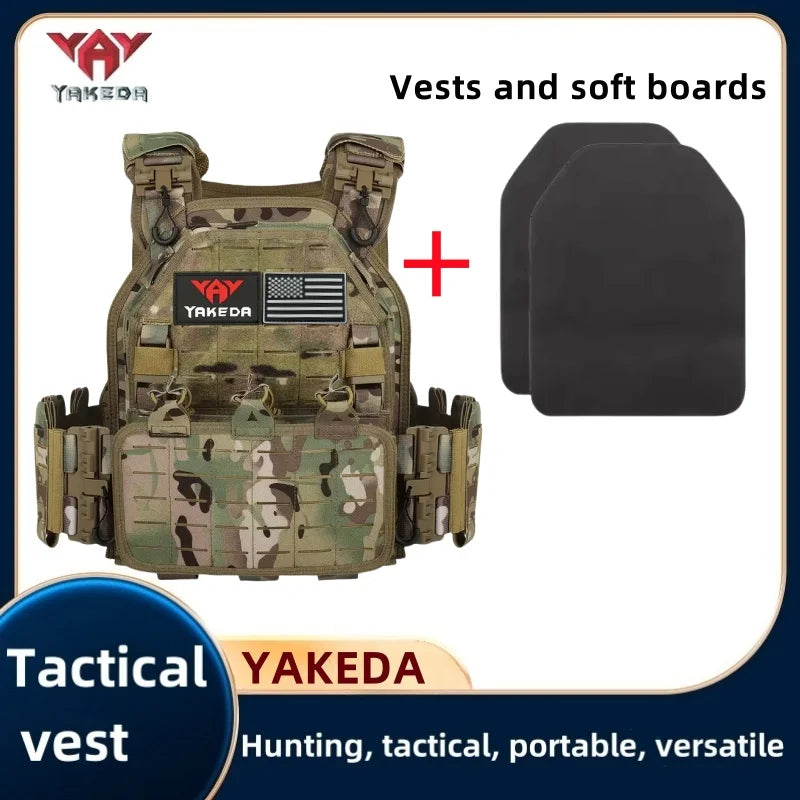 Authentic product YAKEDA Tactical Vest 6094 Fast detachable light laser cut outdoor hunting black gear carry vest of