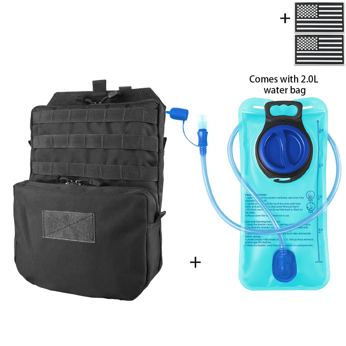 Outdoor Hunting Water Bag Set 2L Large Capacity Drinking Water Bag Portable Water Storage Bag for Hiking and Cycling