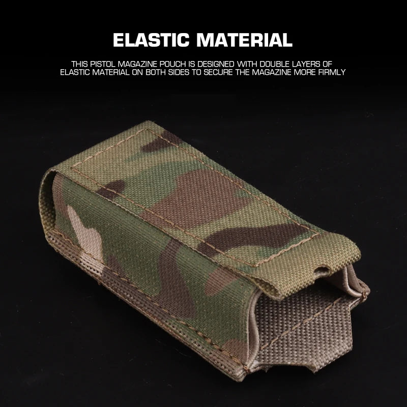 ARC  Mag Pouch Ultra-Lightweight MOLLE Elastic 9mm .40S&W Mag Holder Universal Holds Magazines Multitools Flashlights