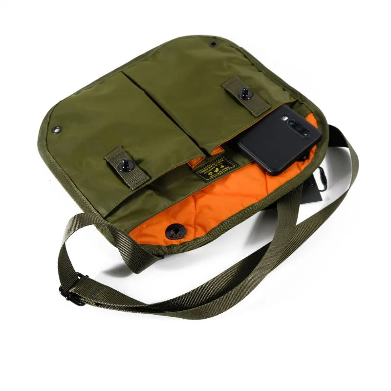 420D Nylon Tactical Crossbody Sling Bag Vintage Military Style Shoulder Bag with 3 Inner Pockets Phone Keys Daily Outdoor Travel