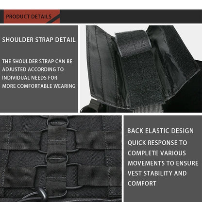 YKEDA 1000D Nylon Plate Carrier Tactical Vest Outdoor Hunting Protective Adjustable Molle Vest for Airsoft Combat Accessories